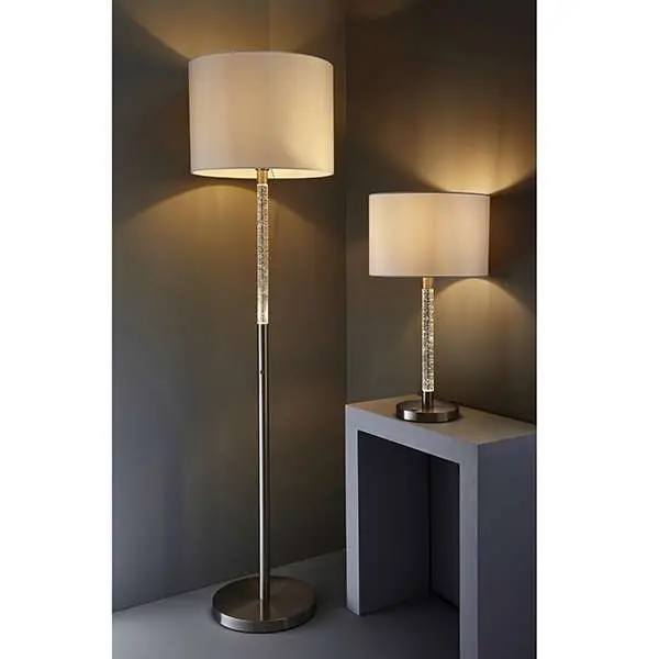 Andromeda Floor Lamp in Satin Chrome with Bubble Effect