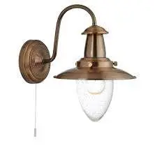 Fisherman Copper Wall Light With Seeded Glass Shade