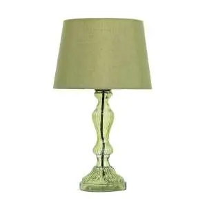 Fontana Table Lamp Green C/W Natural Cotton Shade