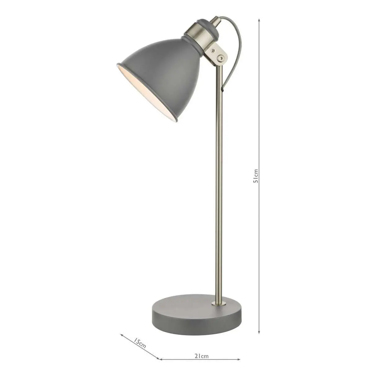 Frederick Dark Grey Table Lamp with Satin Chrome Detail