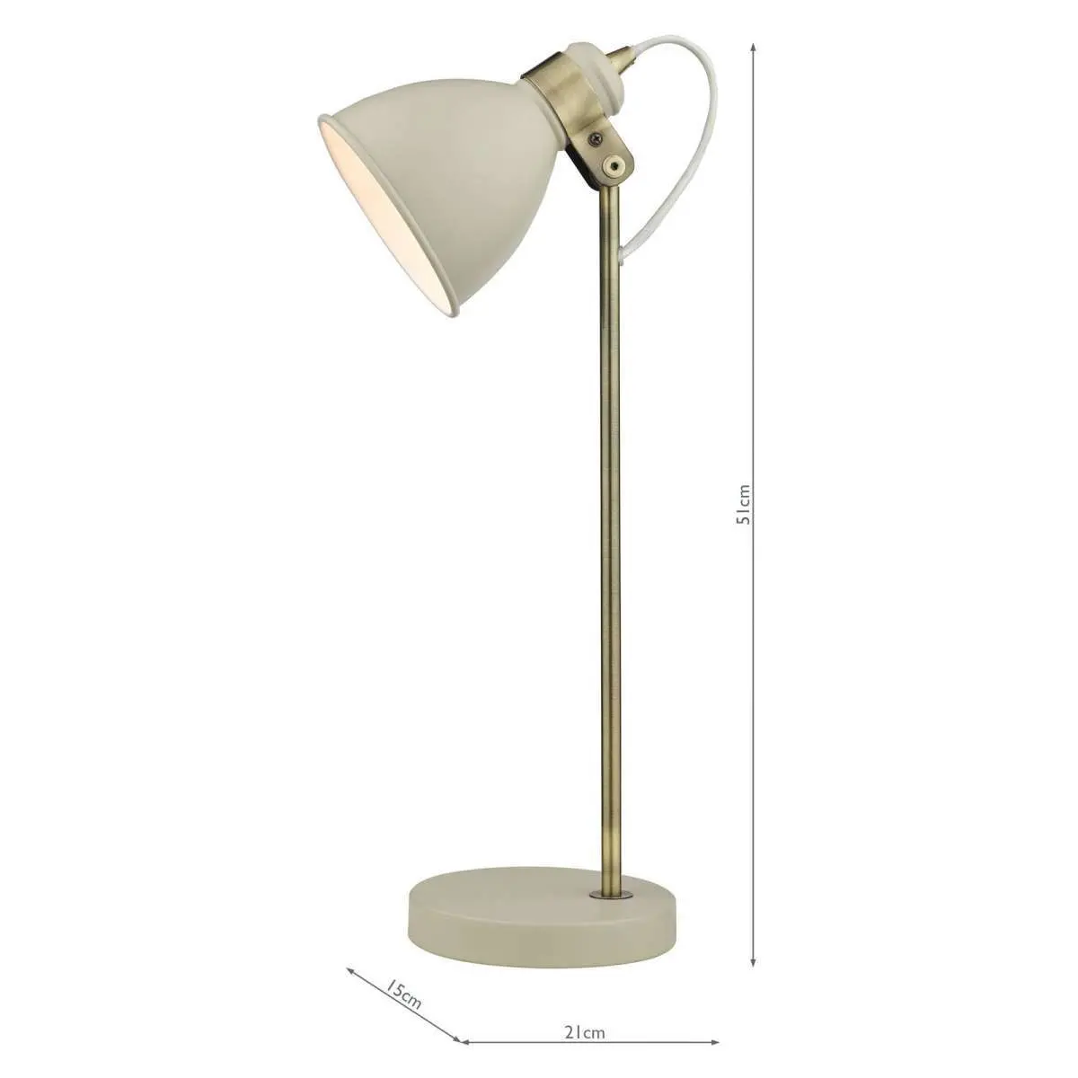 Frederick Gloss Cream Table Lamp with Antique Brass Detail