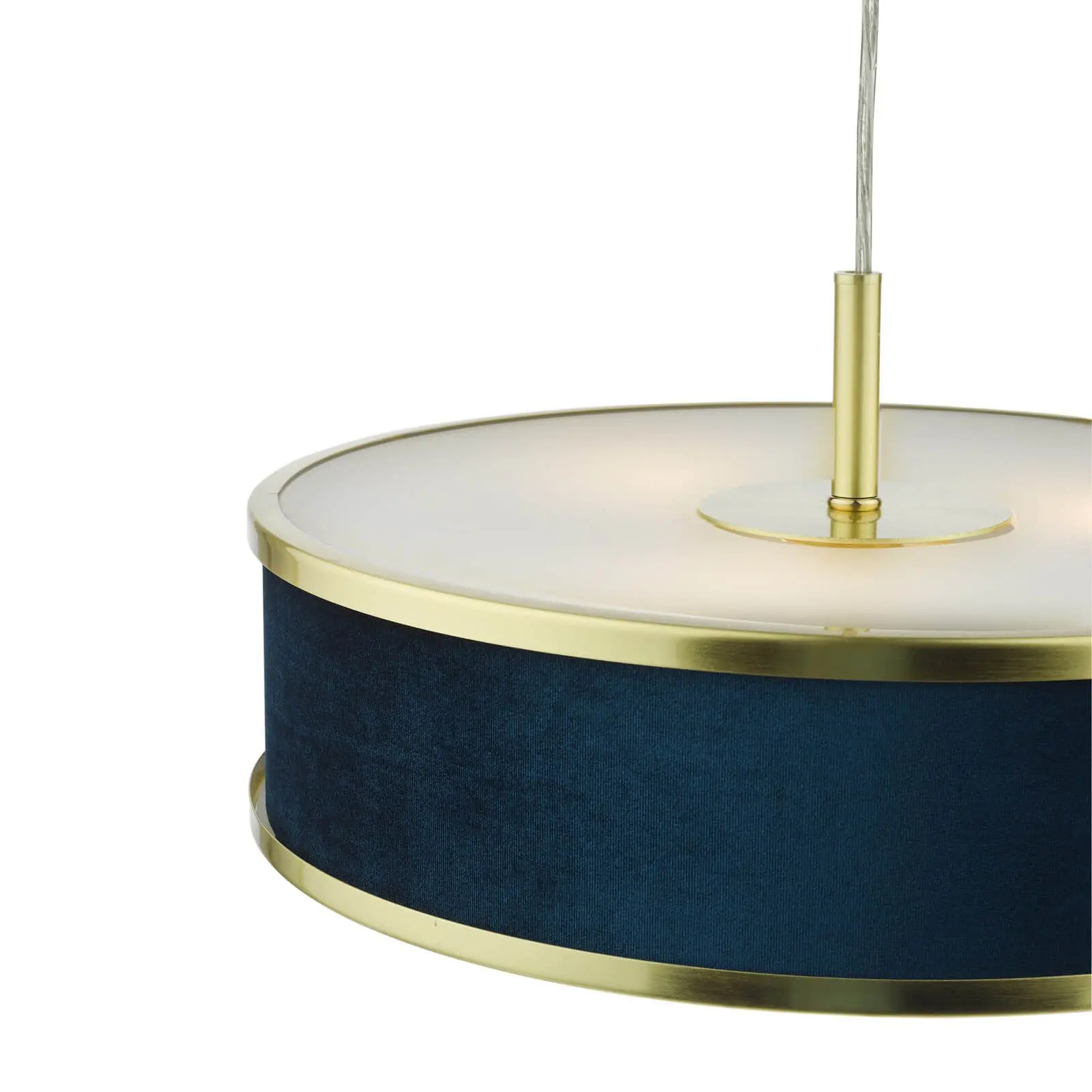 Alvaro 3 Light Brushed Brass Pendant C/W Blue Shade