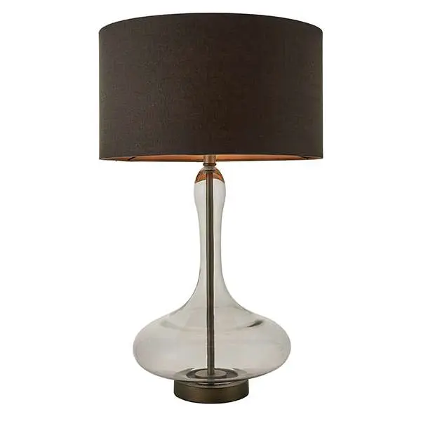 Caia Grey Tinted Glass Table Lamp C/W Shade
